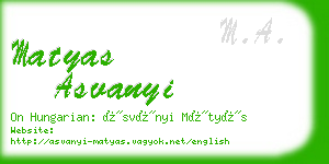 matyas asvanyi business card